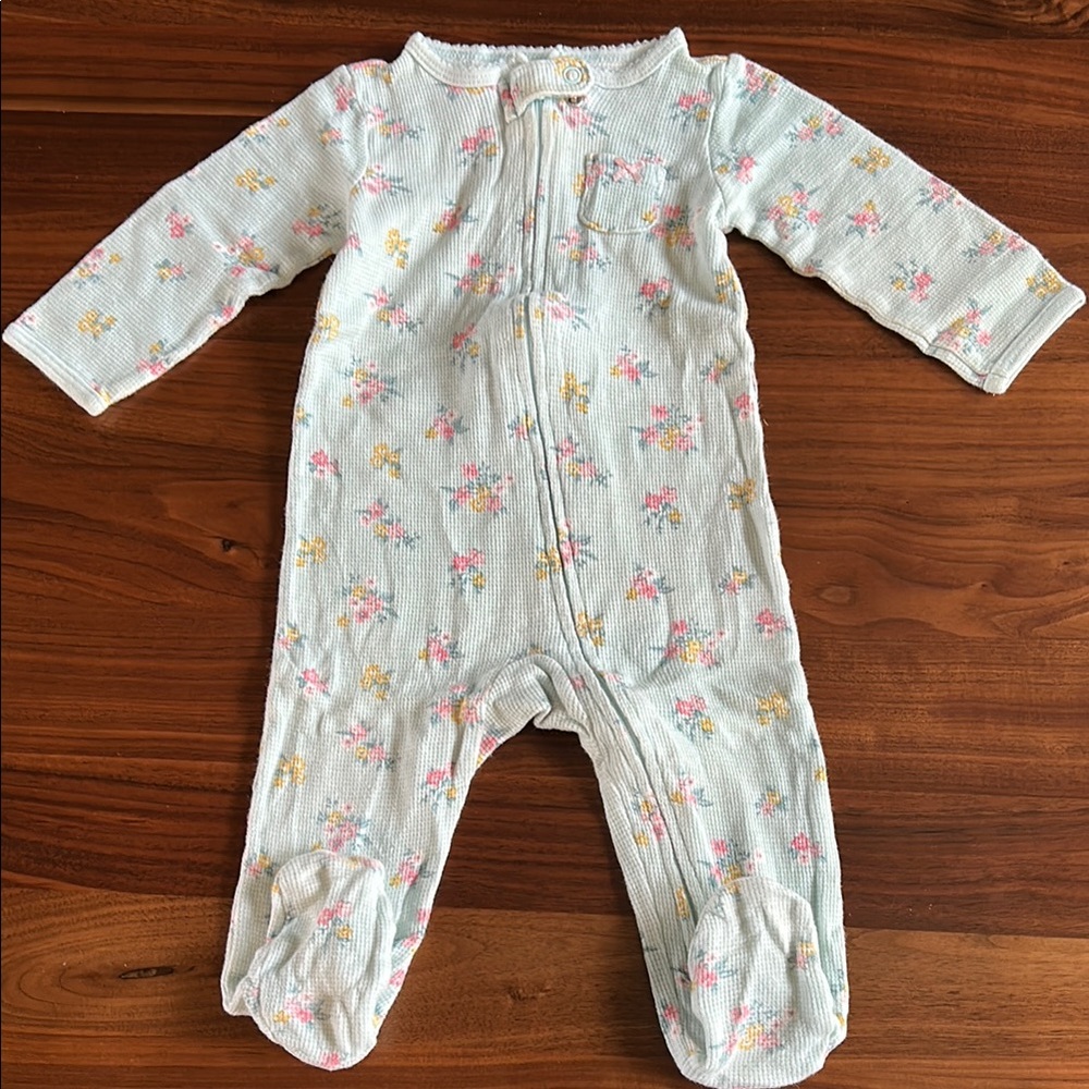 Carter's Blue and Pink Footie Pajama with Zipper Closure